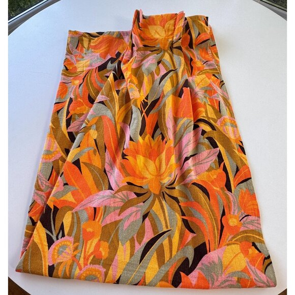 Vintage 1970s pleated curtain, orange, pink, yellow floral, groovy tropical - Picture 1 of 10